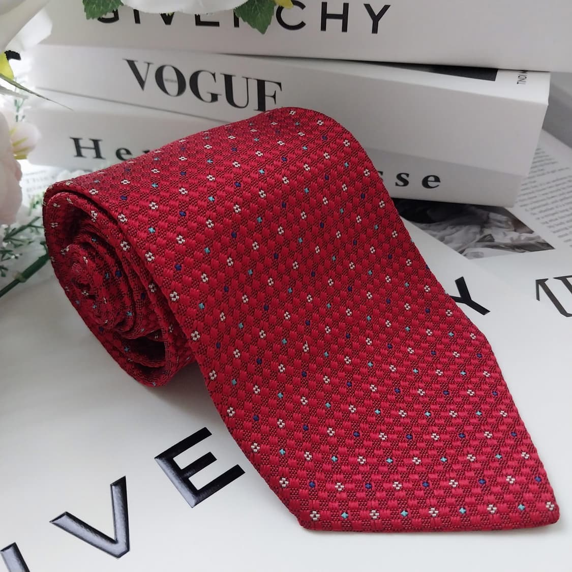 모스키노 실크 옐로 이니셜 자카드 넥타이 8.2cm A+등급 A18858 상품이미지2