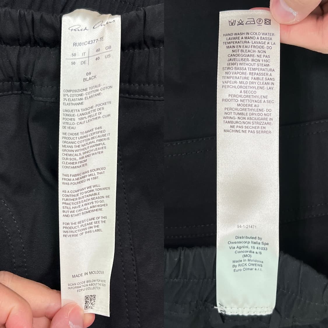 릭오웬스 23SS "EDFU" 바우하우스 카고 팬츠 블랙 상품이미지10