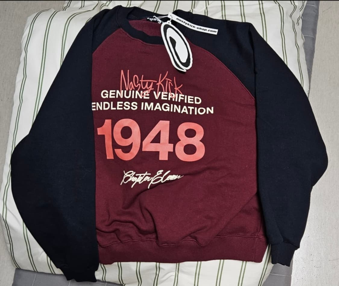 새상품)네스티킥 버건디 맨투맨M/와인 상품이미지3