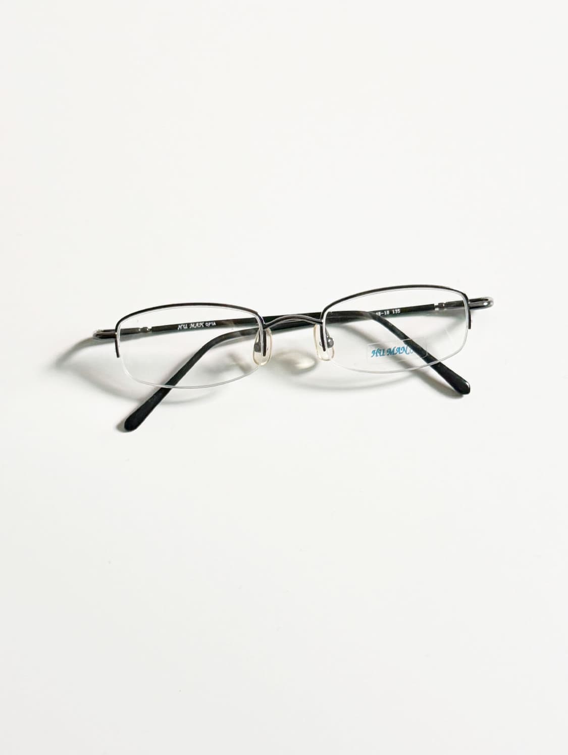 90s HU MAN OPTA 반무테 스퀘어 메탈 빈티지 안경 상품이미지2