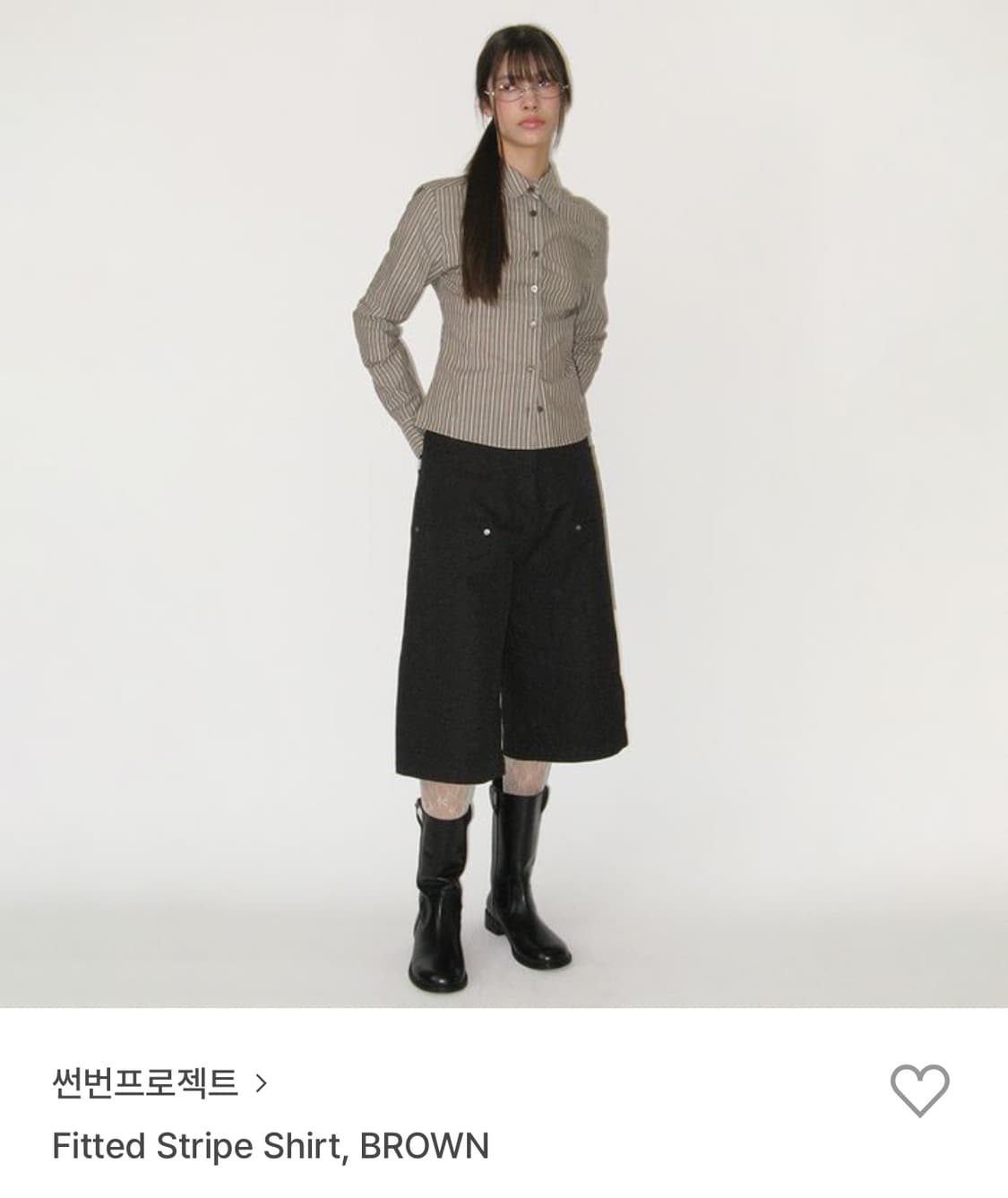 썬번프로젝트 Fitted stripe shirt, BROWN 상품이미지1
