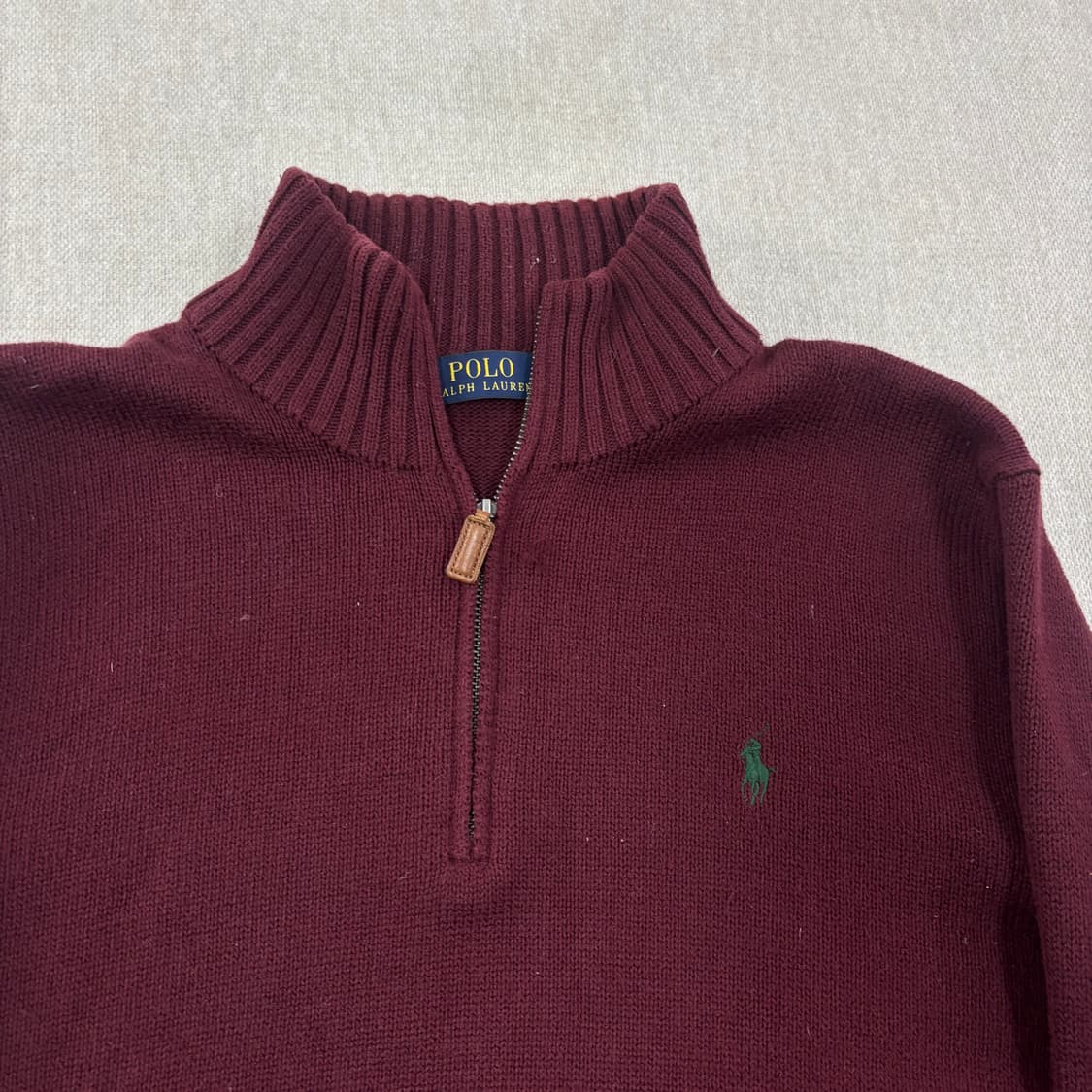 100 폴로 랄프로렌 버건디 반집업 상품이미지2