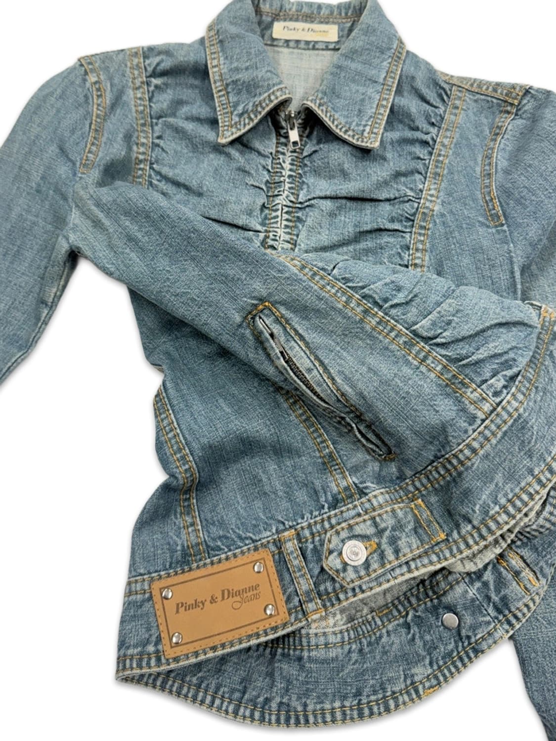 빈티지 Pinky & Dianne 셔링 데님 집업 자켓 상품이미지5
