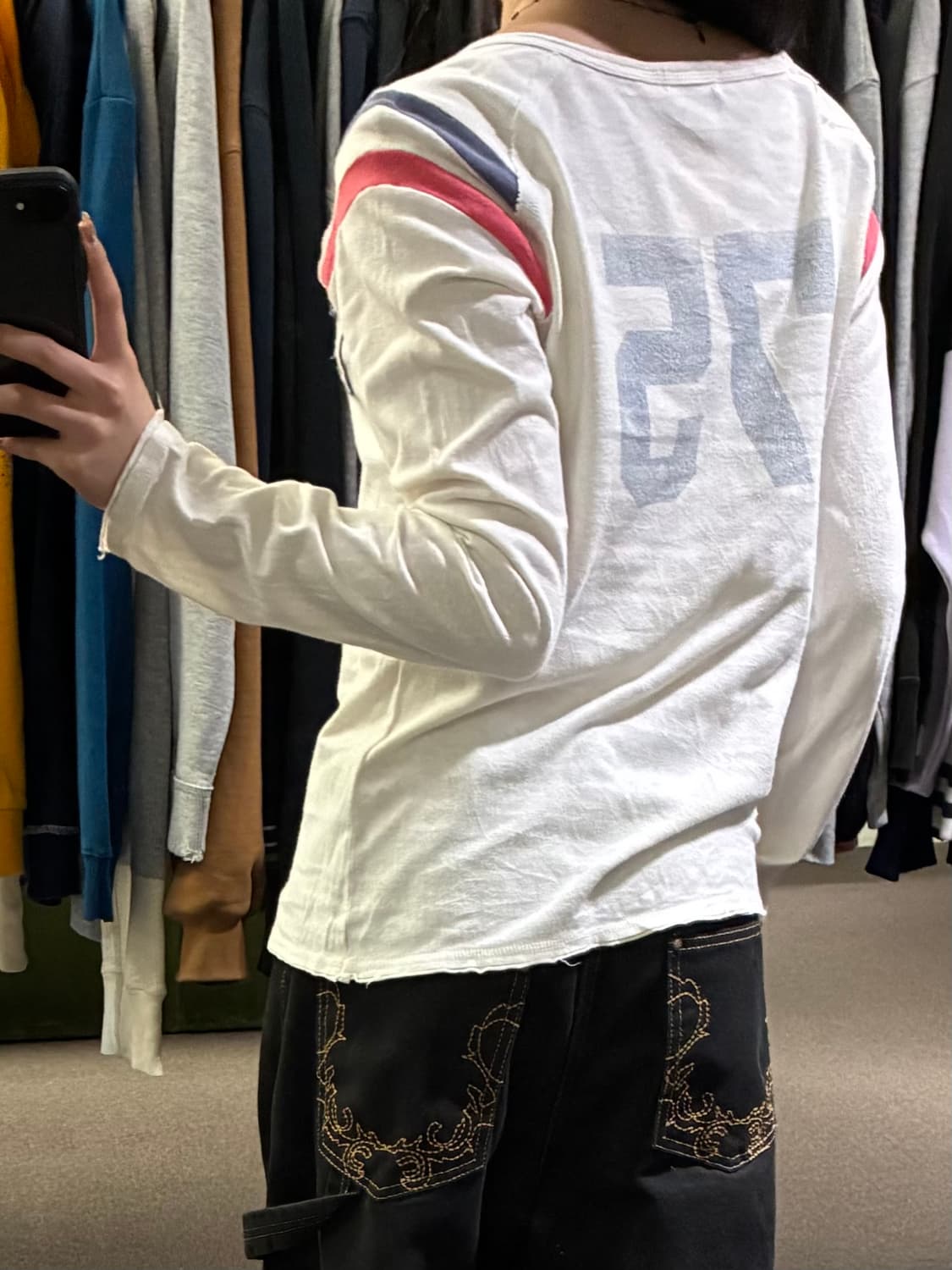 L)Japanese vintage 패치 디테일 화이트 롱슬리브 상품이미지2