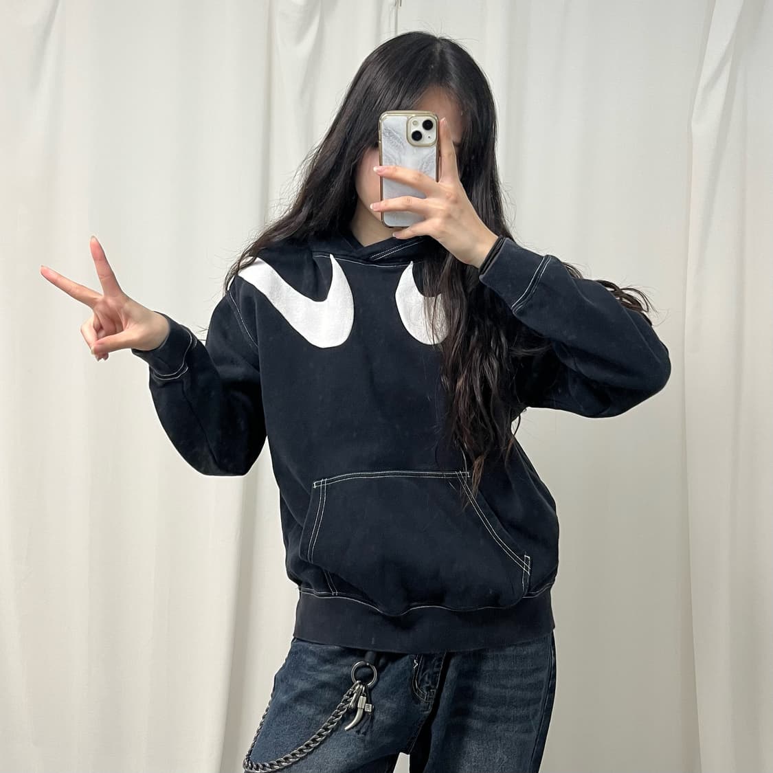 Nike black double swoosh hoodie 상품이미지2