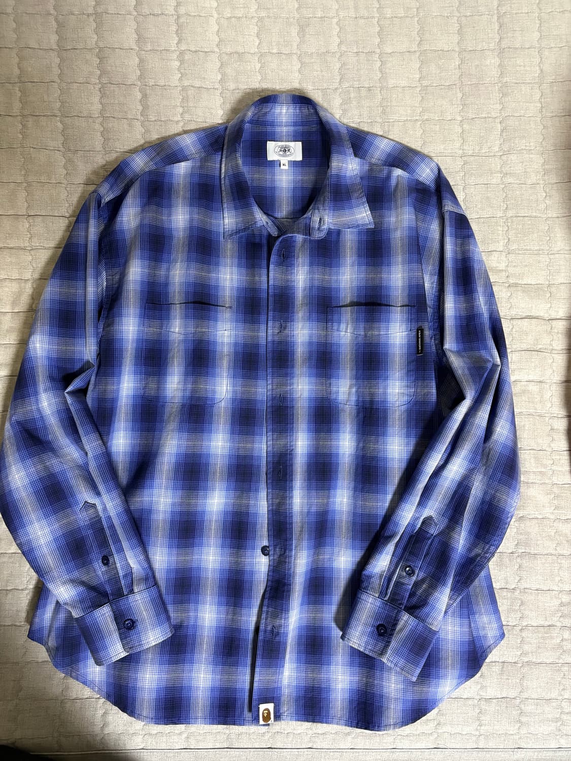 베이프 옴브레 체크 컬리지 릴렉스드 핏 셔츠 네이비 xl 상품이미지2