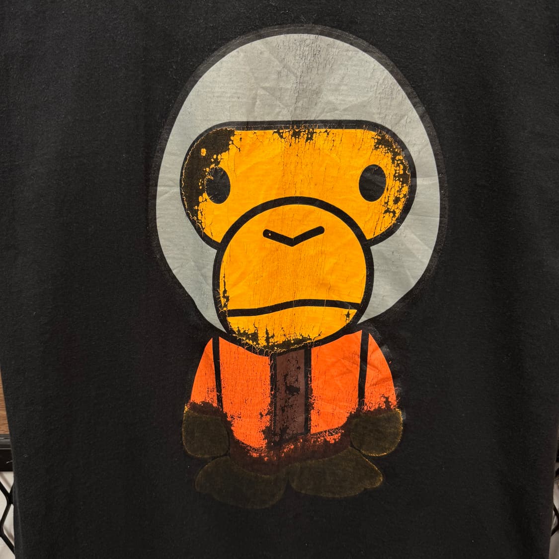 00s 베이프 반팔 티셔츠 전면 사루 프린팅 포인트 블랙 상품이미지5