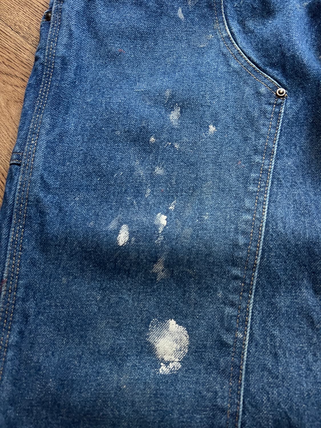 [29]칼하트 USA 빈티지 페인팅 더블니 워크 데님 팬츠 상품이미지4