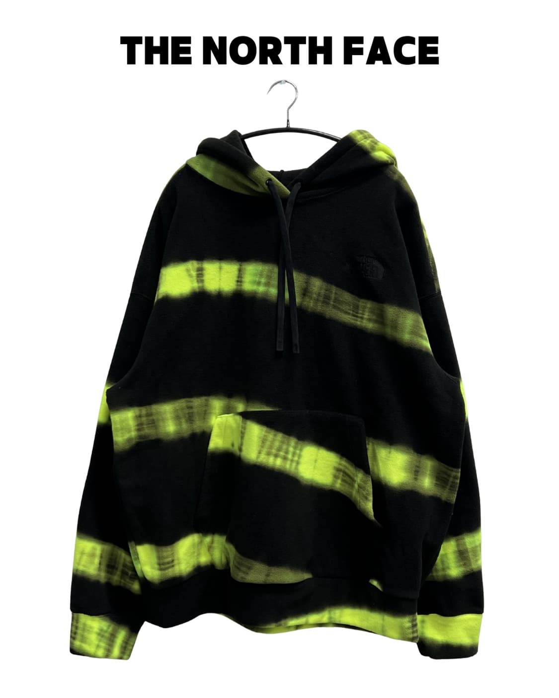 (새상품) 노스페이스 화이트라벨 오버핏 플리스 후드 티 블랙/네온 상품이미지1