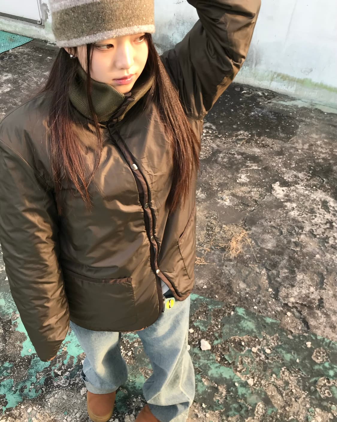 리버시블 카키 패딩 자켓 상품이미지5