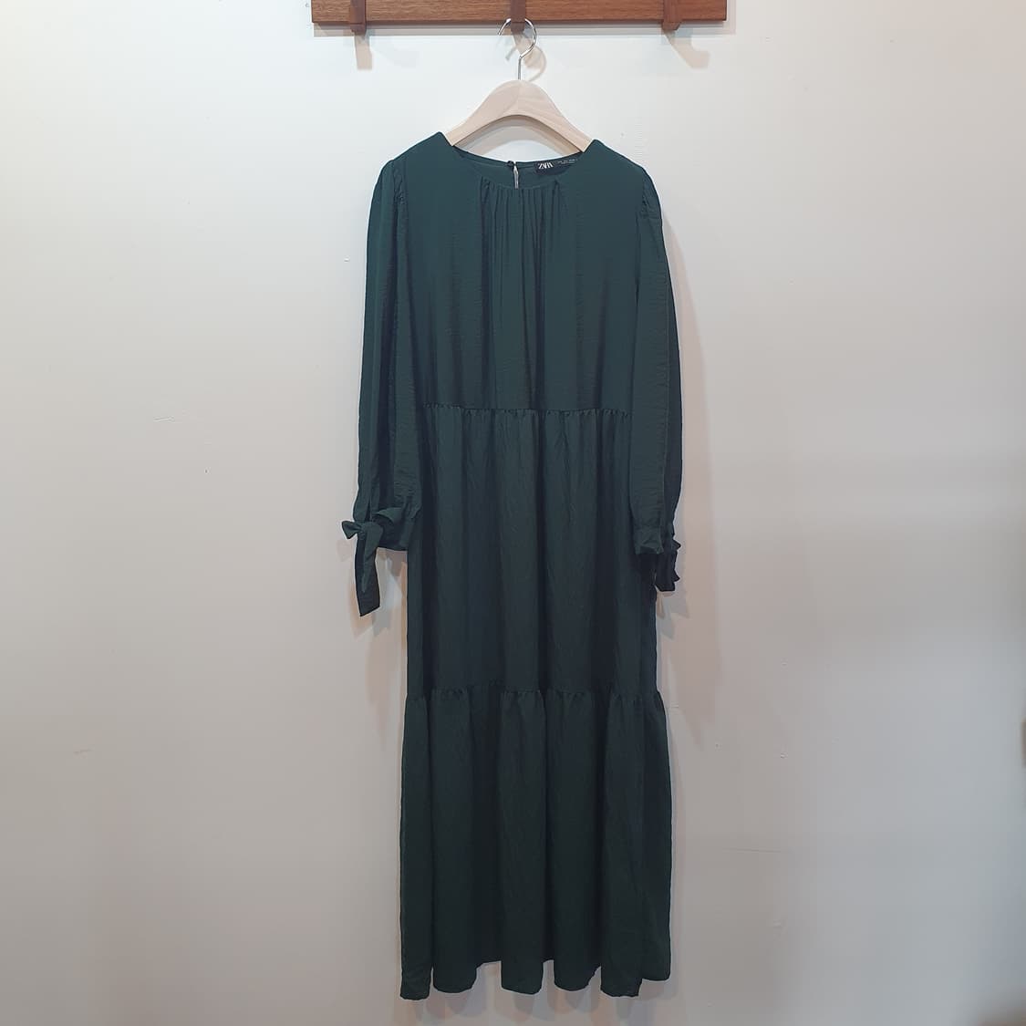 zara 비스코스 그린 롱 원피스  상품이미지1