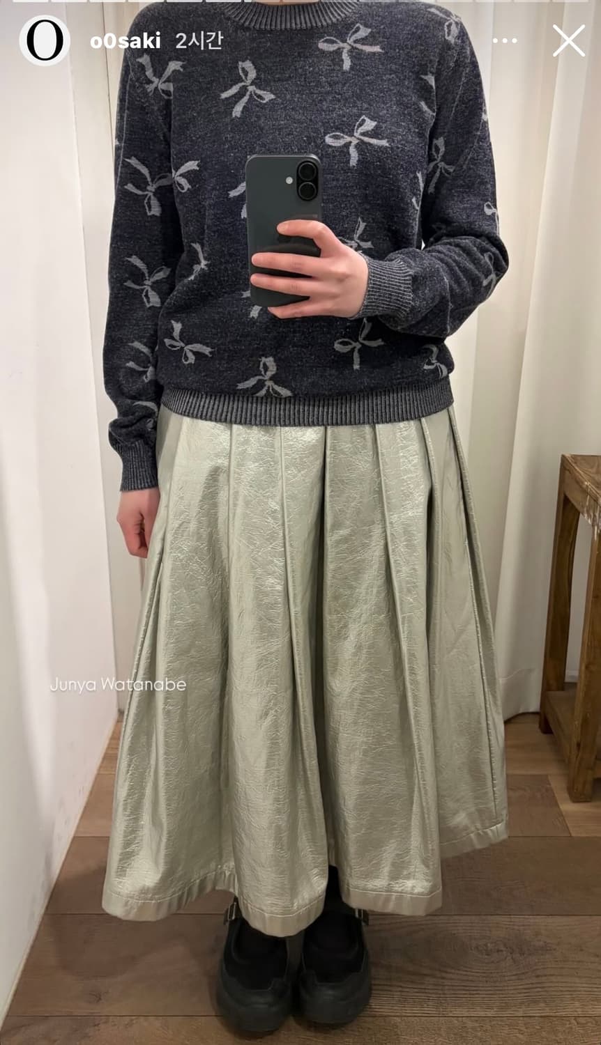 Silver wrinkle pleats skirt 상품이미지6