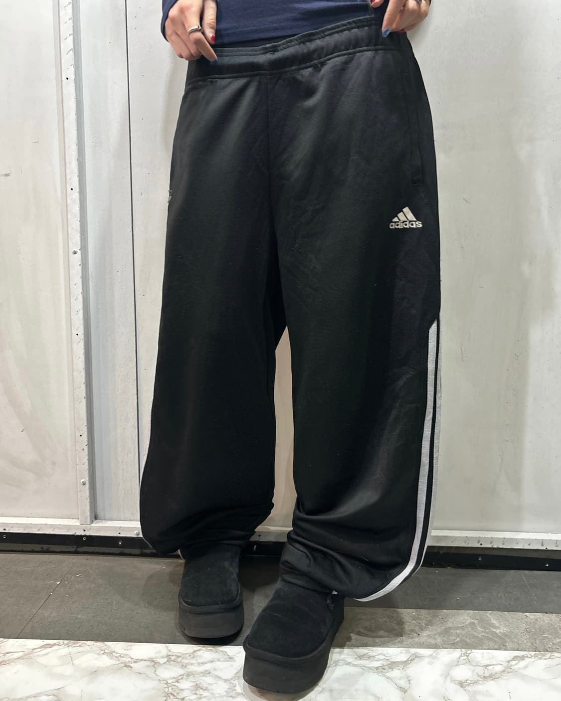 90s ADIDAS 블랙&화이트 져지 스트라이프 팬츠 상품이미지2