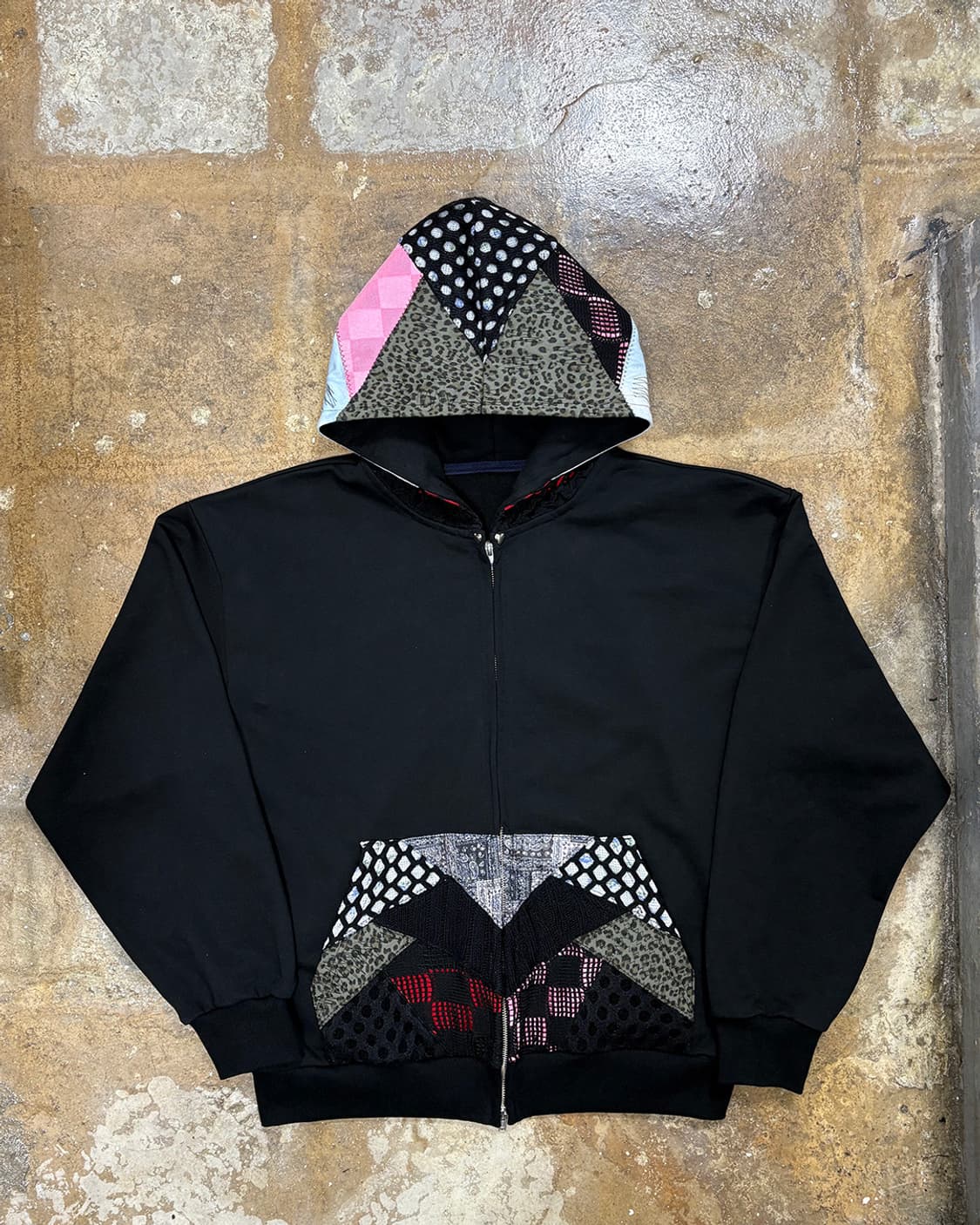 리워크 패치워크 후드 집업 상품이미지1