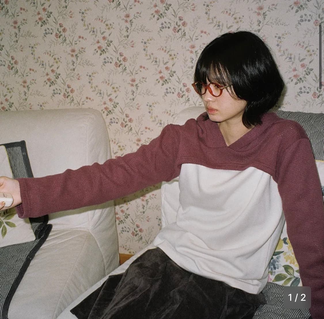 페스토 니트 크롭 후드 볼레로 머플러 세트 (퍼플) 상품이미지4