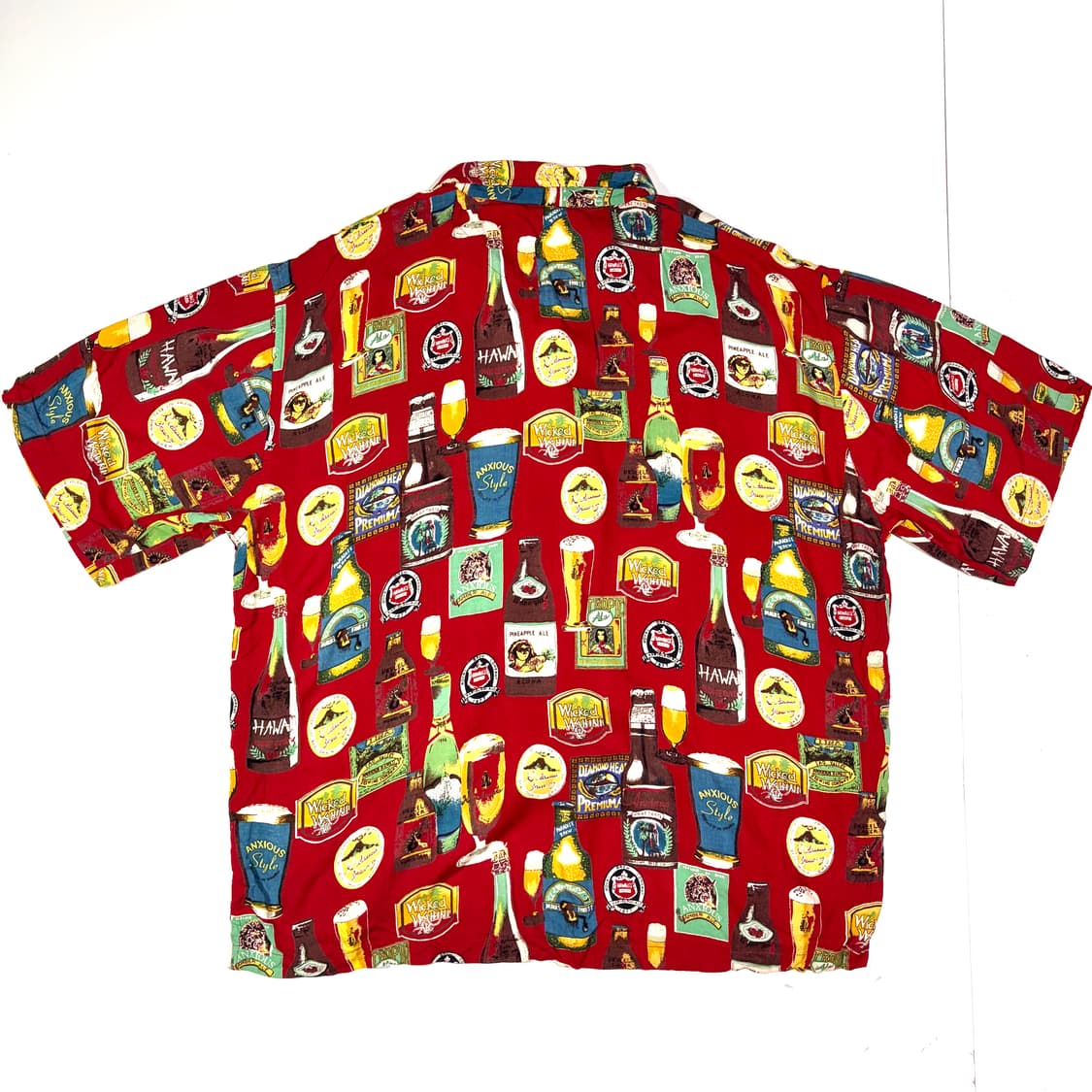 Anxious 레드 바틀 패턴 하와이안 셔츠 XL 상품이미지2