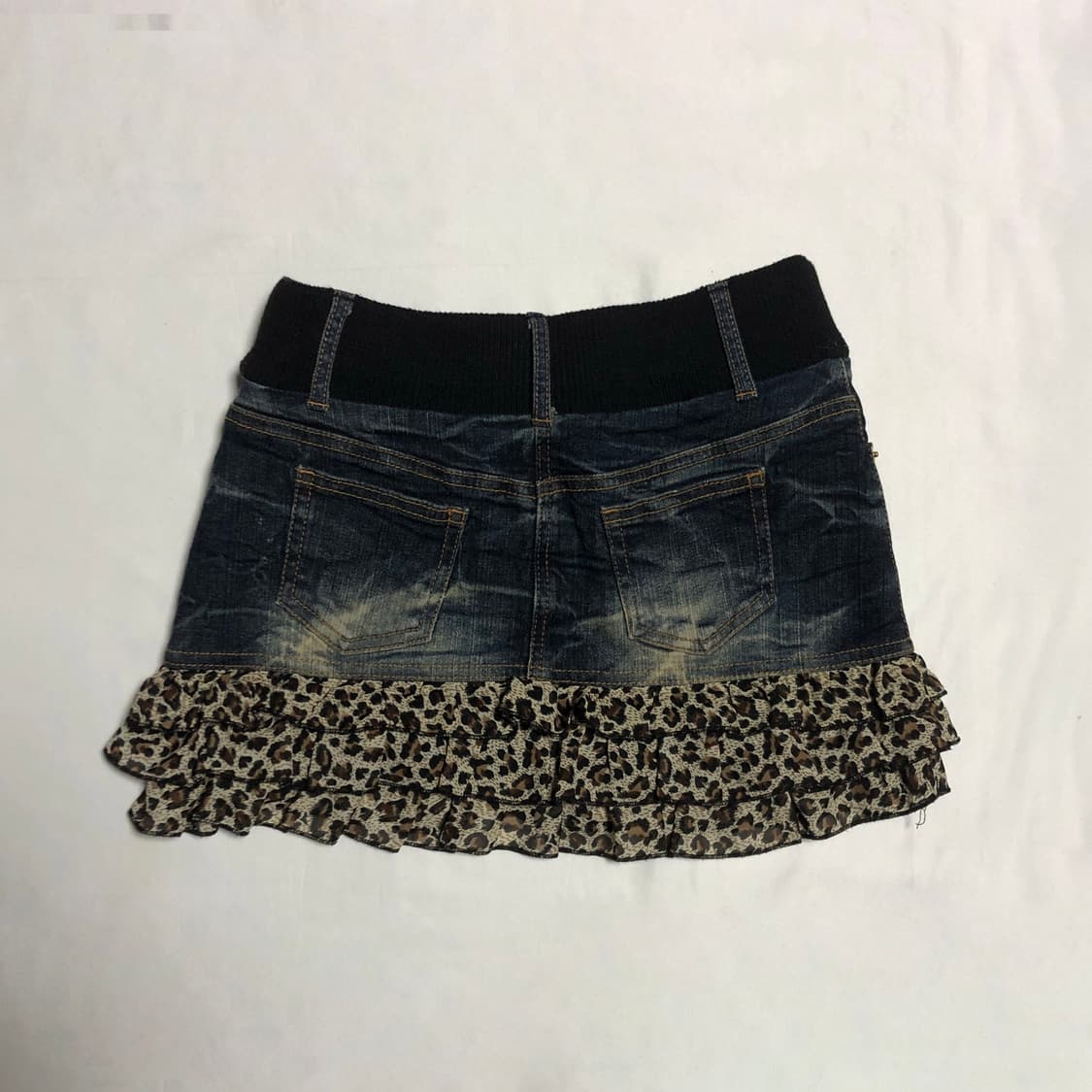 호피 데님 리브 스커트 상품이미지3