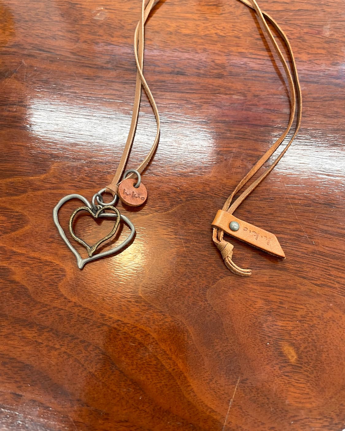 빈티지 하트 팬던트 레더 스트랩 목걸이 상품이미지2