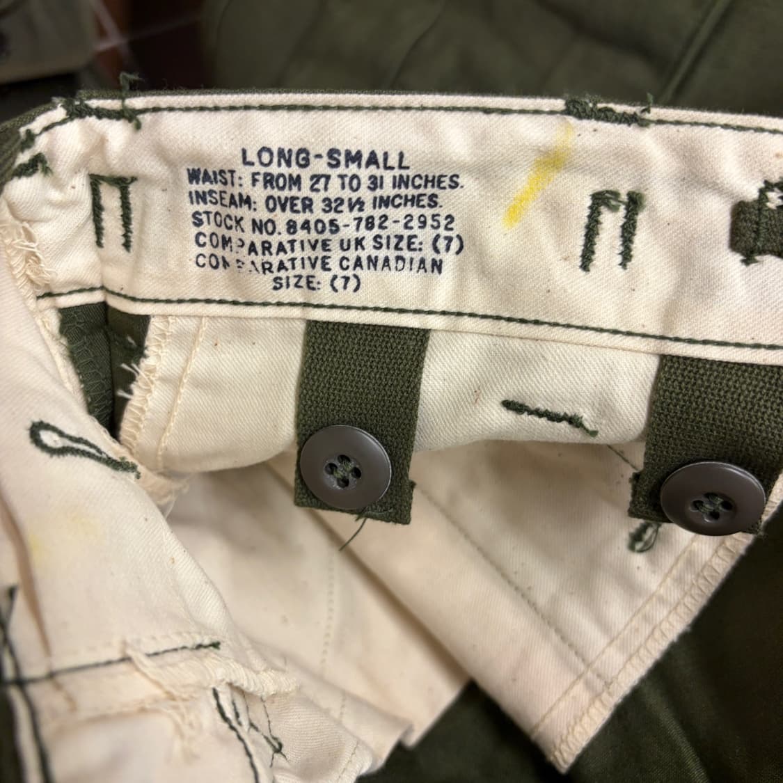 미군 오리지널 M65 필드팬츠 데드스탁 Small-Long Size 상품이미지8
