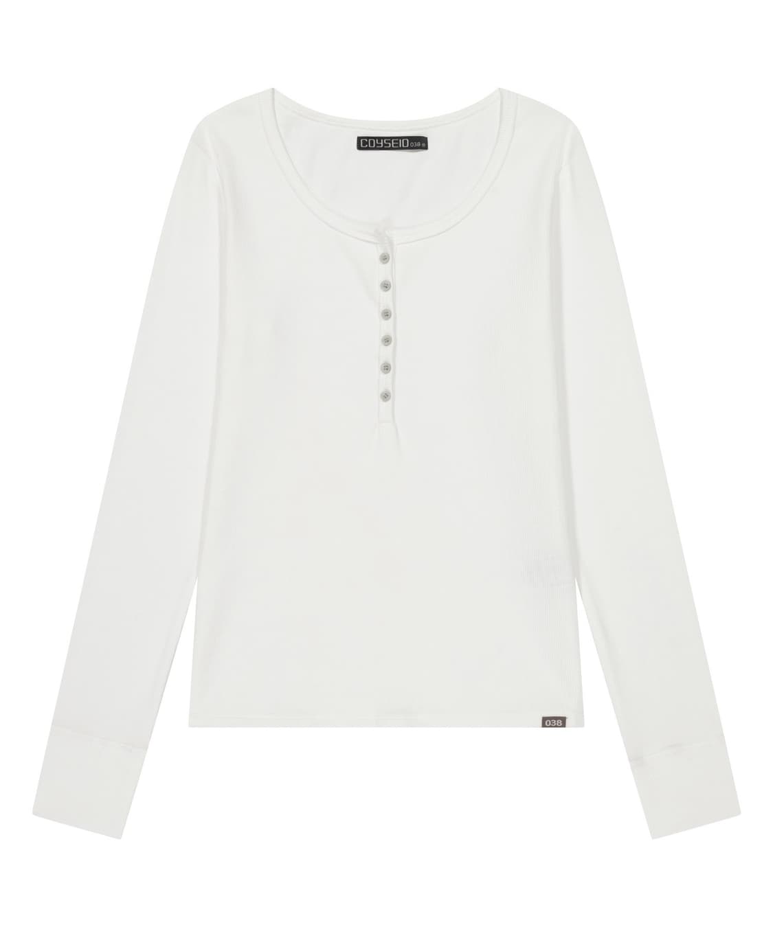 코이세이오 038 버튼 롱 슬리브 화이트 상품이미지1