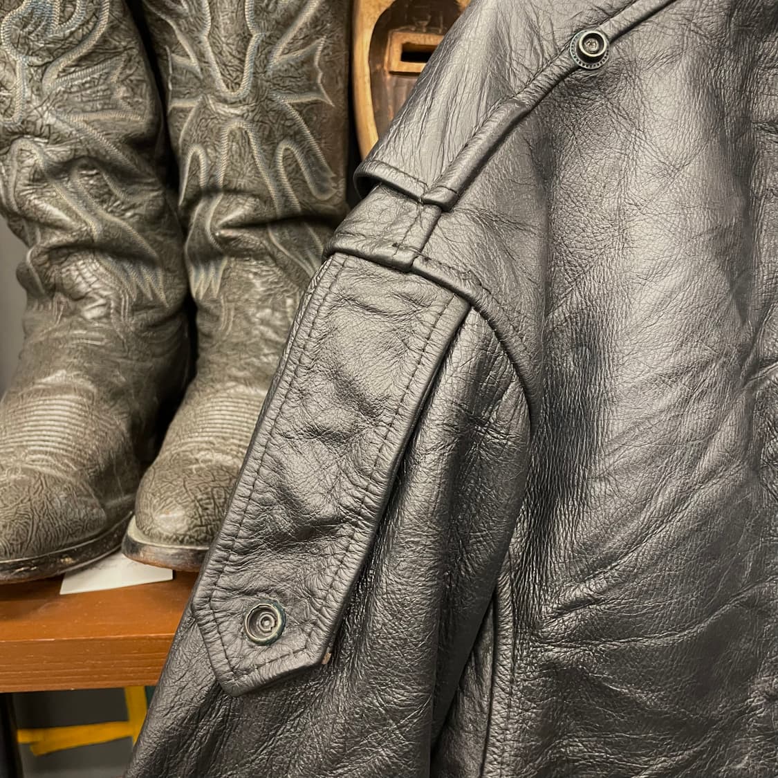 90s Echtes Leder 리얼 레더 플라이트 봄버 자켓 상품이미지5