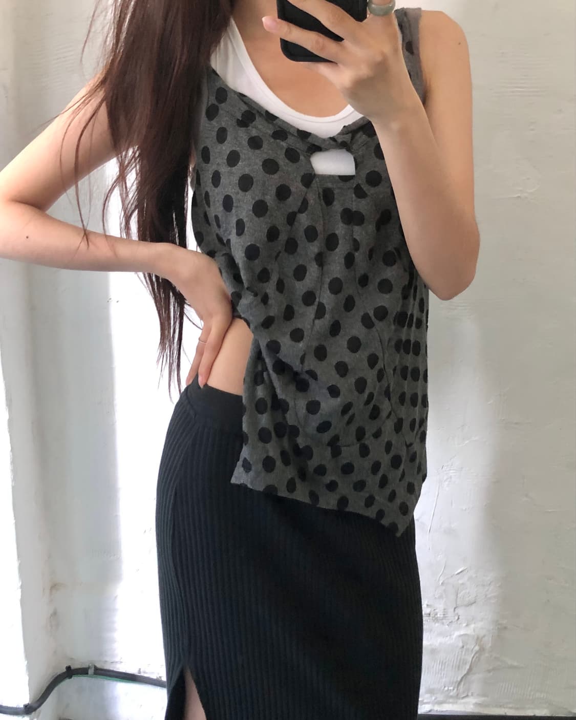 Junya Watanabe 준야와타나베 빈티지 도트 슬리브리스 캐미솔 상품이미지3