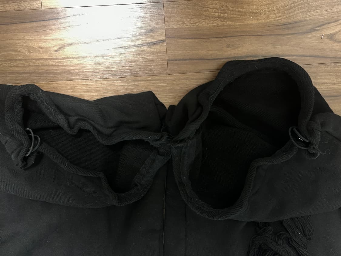 트리밍버드 스크래치 데미지 와이드 스웻 팬츠 블랙 상품이미지8