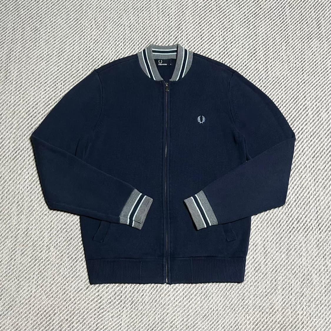[M] Fredperry 프레드페리 미드웨이트 코튼 니트 집업 자켓 상품이미지1