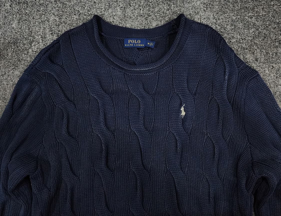 폴로 랄프로렌 워시드 롤넥 빈티지 케이블 니트 M 상품이미지3
