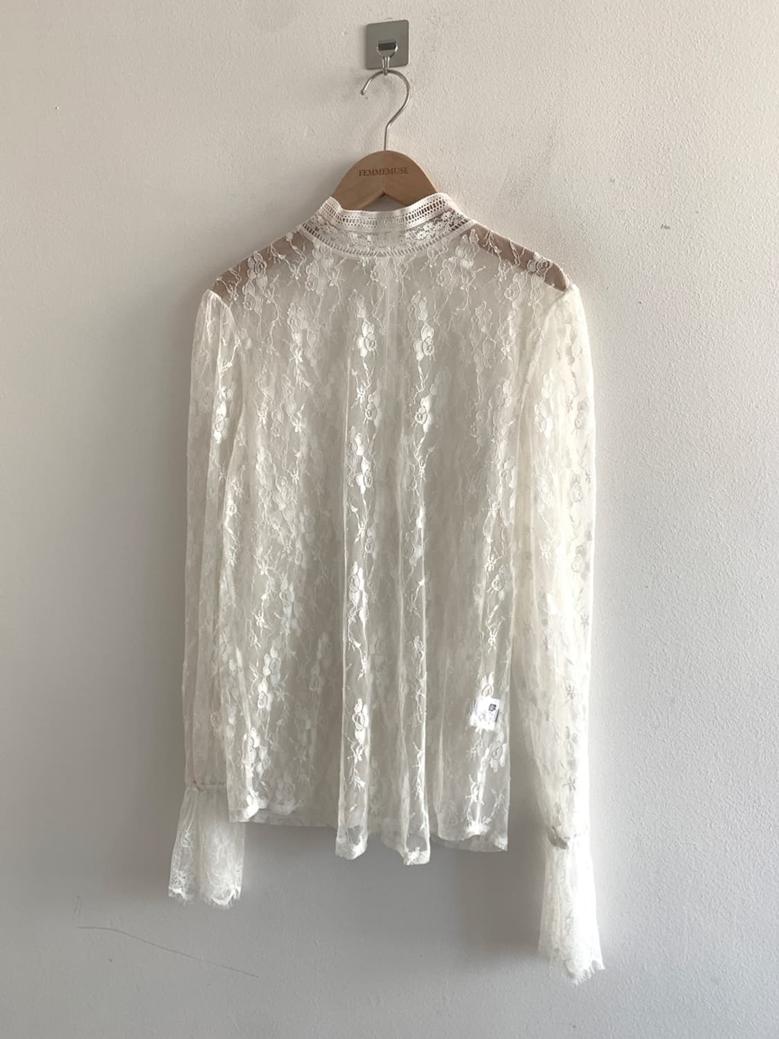 Lace high neck blouse(ivory) 상품이미지2