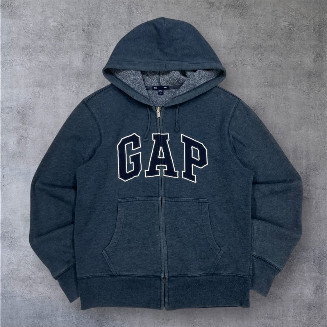 GAP 네이비 멜란지 컬러 스펠아웃 빅로고 후드 집업 상품이미지1