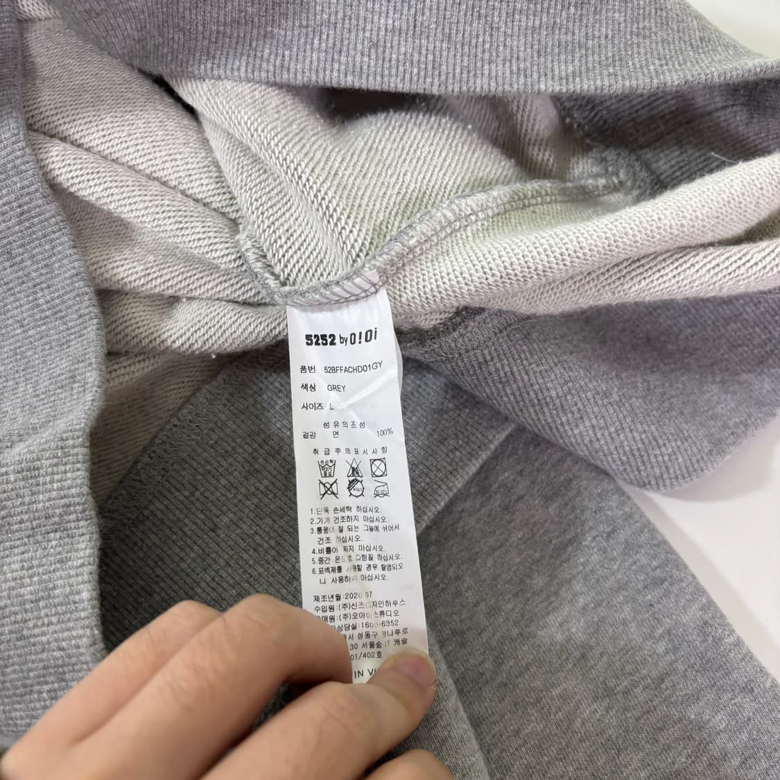 L 5252 BY OIOI 그레이 후드티 상품이미지5