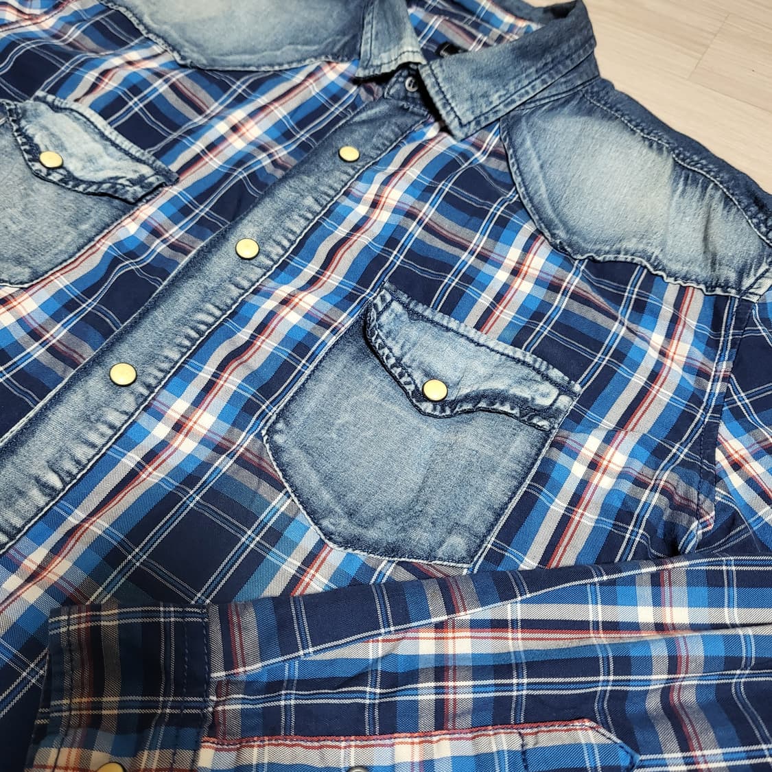자라 데님 체크 셔츠(xl) 상품이미지2