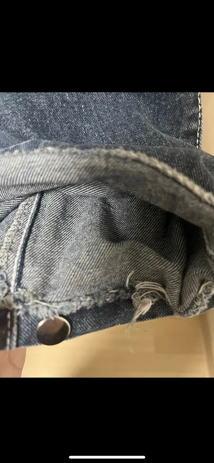 트릴리온 사이드 턱 스냅 버튼 와이드 데님 팬츠 상품이미지3