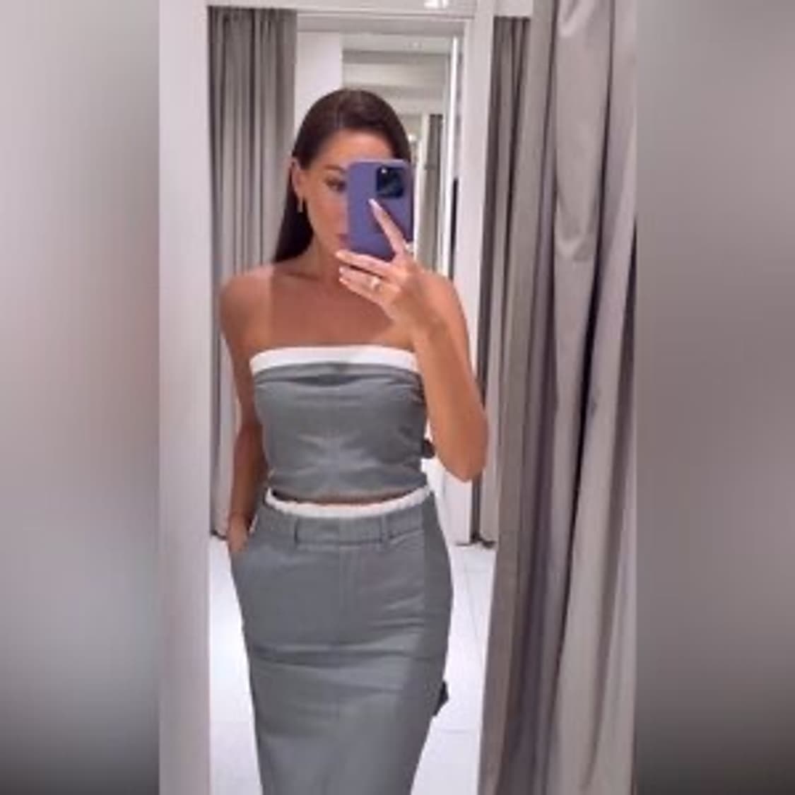 ZARA 자라 회색 밴딩 튜브탑 상품이미지1