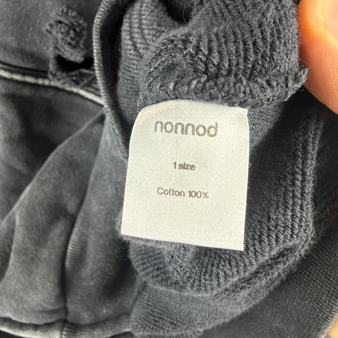 1) 논노드 X 신세계 디스트레스드 집업 후드 워시드 블랙 상품이미지5