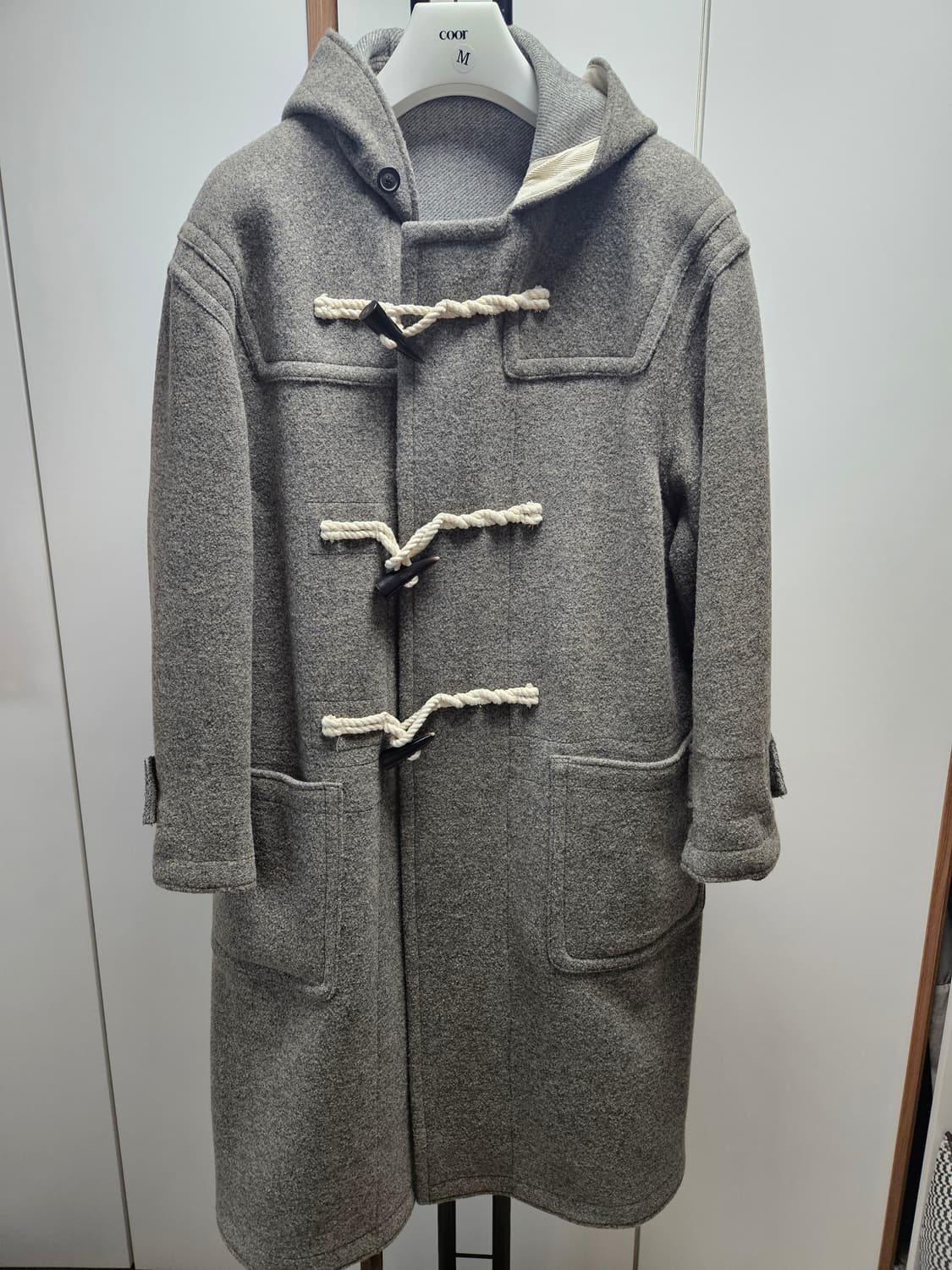 쿠어 오버사이즈 알파카 블렌드 더플코트 다크 그레이 멜란지 M사이즈 상품이미지1