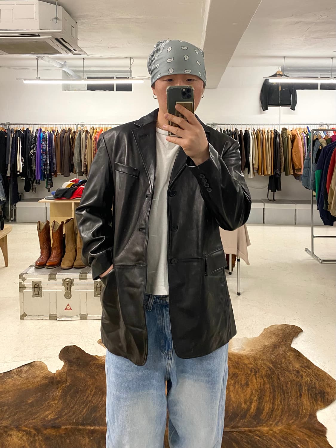 VTG leather blazer jacket 빈티지 레더 블레이저 자켓 상품이미지2