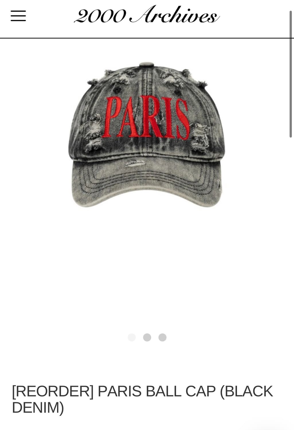 PARIS BALL CAP (BLACK DENIM) 상품이미지1