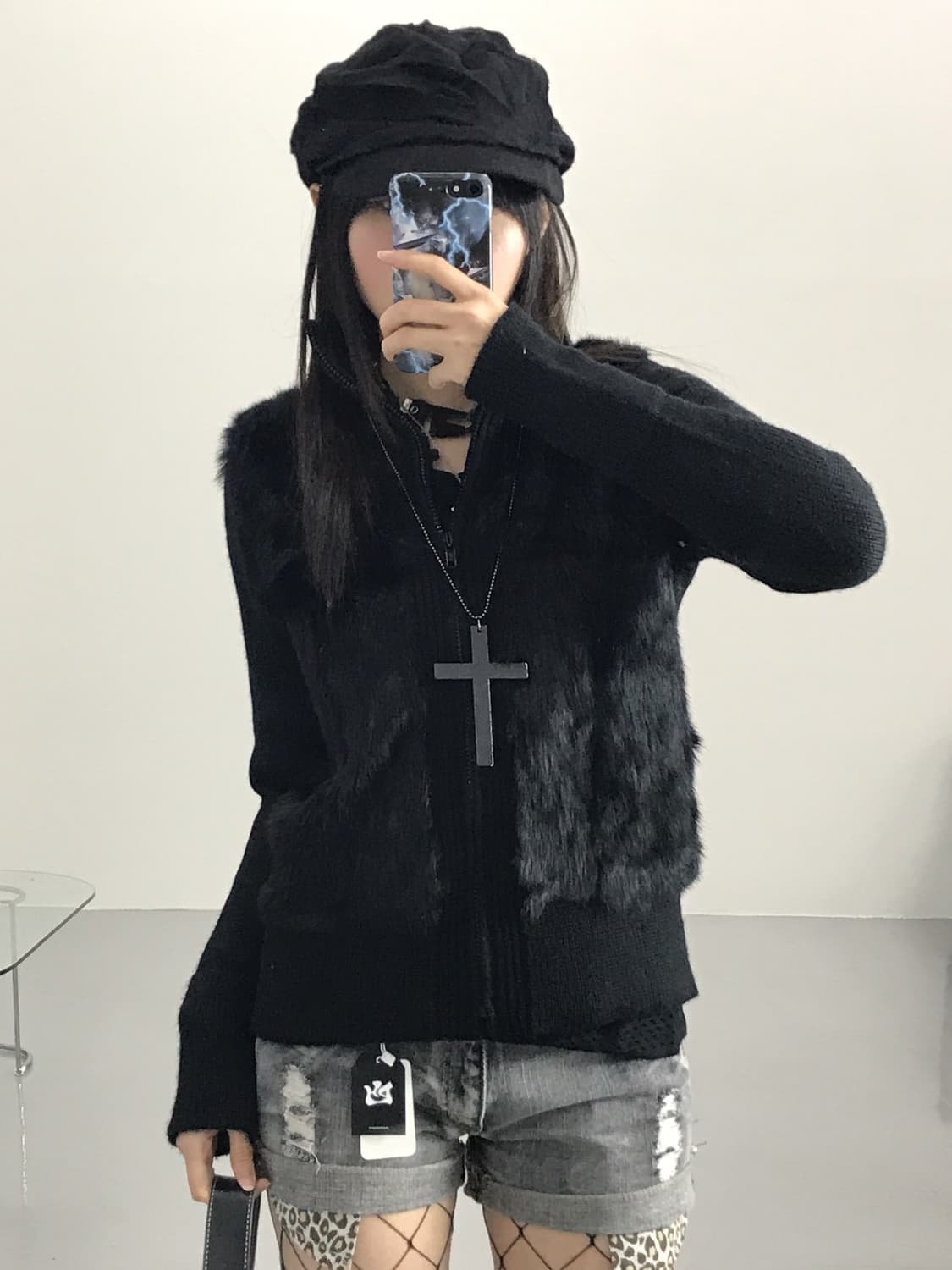 Jpn Black Rabbit fur Cardigans 상품이미지1