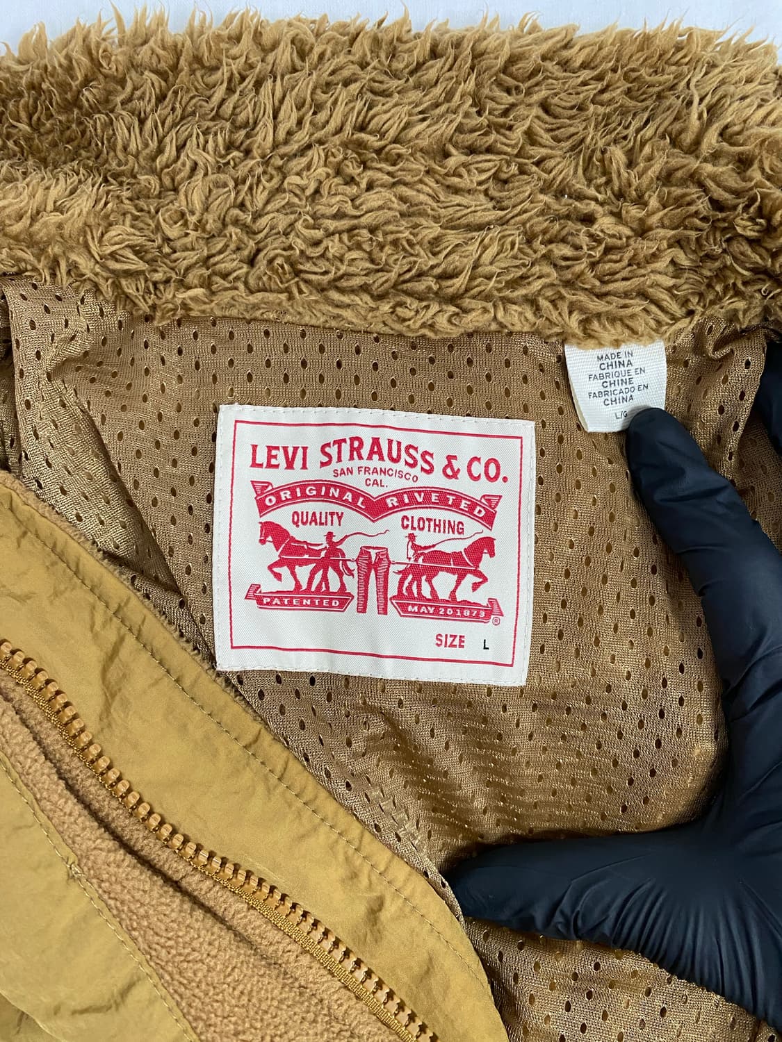 리바이스 패치워크 브라운 쉐르파 플리스 자켓 L 상품이미지3