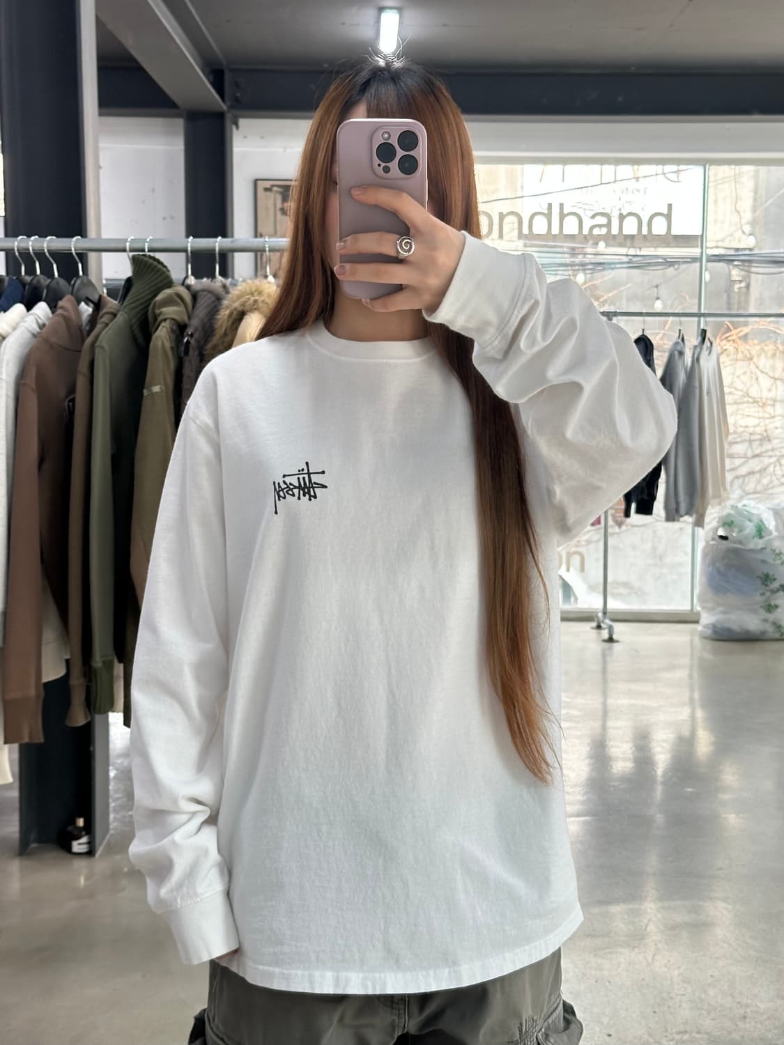 스투시 백로고 롱슬리브 긴팔티 화이트 상품이미지2