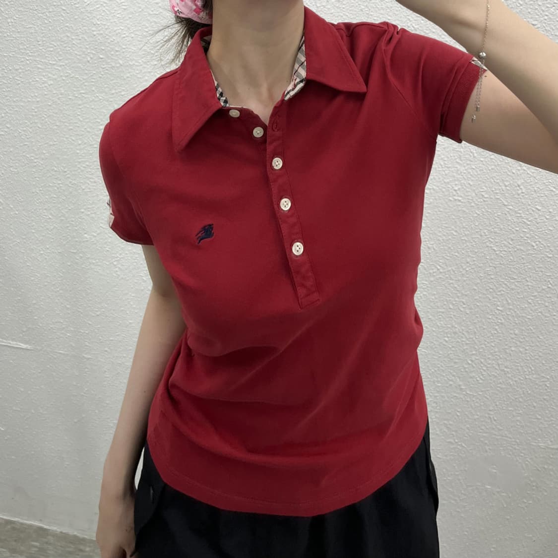 버버리 자수로고 버건디 pk반팔 M 상품이미지6