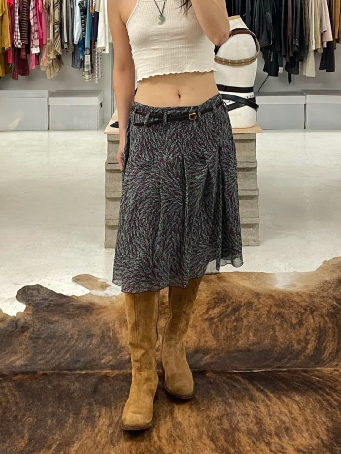 BENETTON pleats skirt 베네통 플리츠 미디스커트 상품이미지1