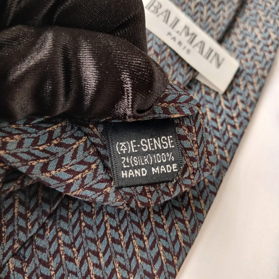 BALMAIN 발망 실크 브라운 패턴 넥타이 9.5cm A+등급 E900 상품이미지10
