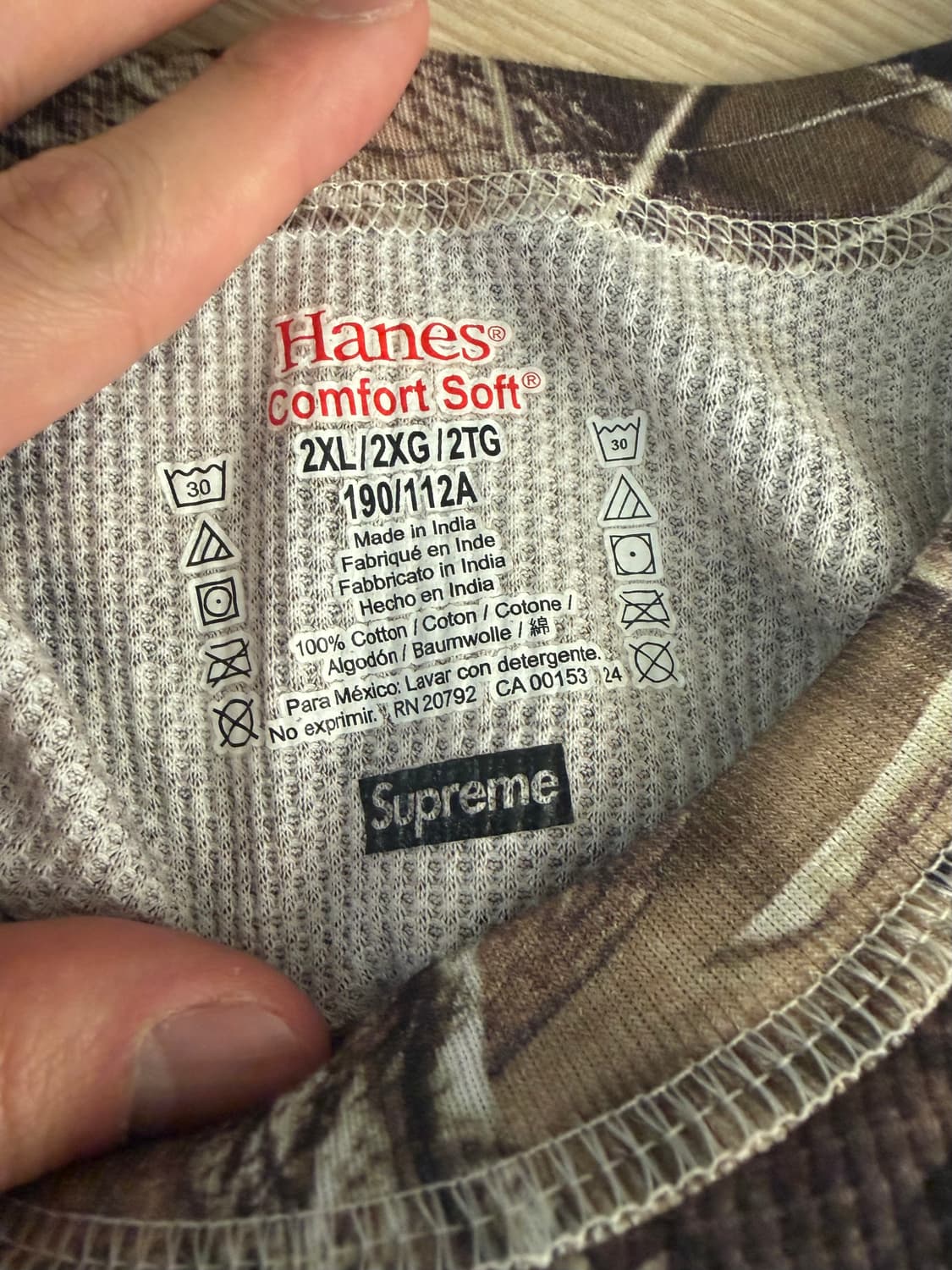 슈프림 헤인즈 본즈 써멀 크루 리얼트리 상품이미지3