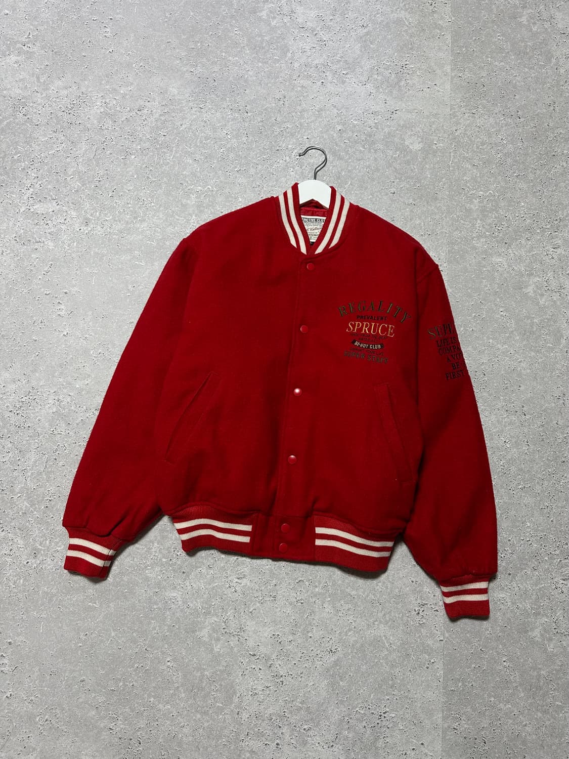 일본빈티지 백로고 힙레드 털 자켓 상품이미지1