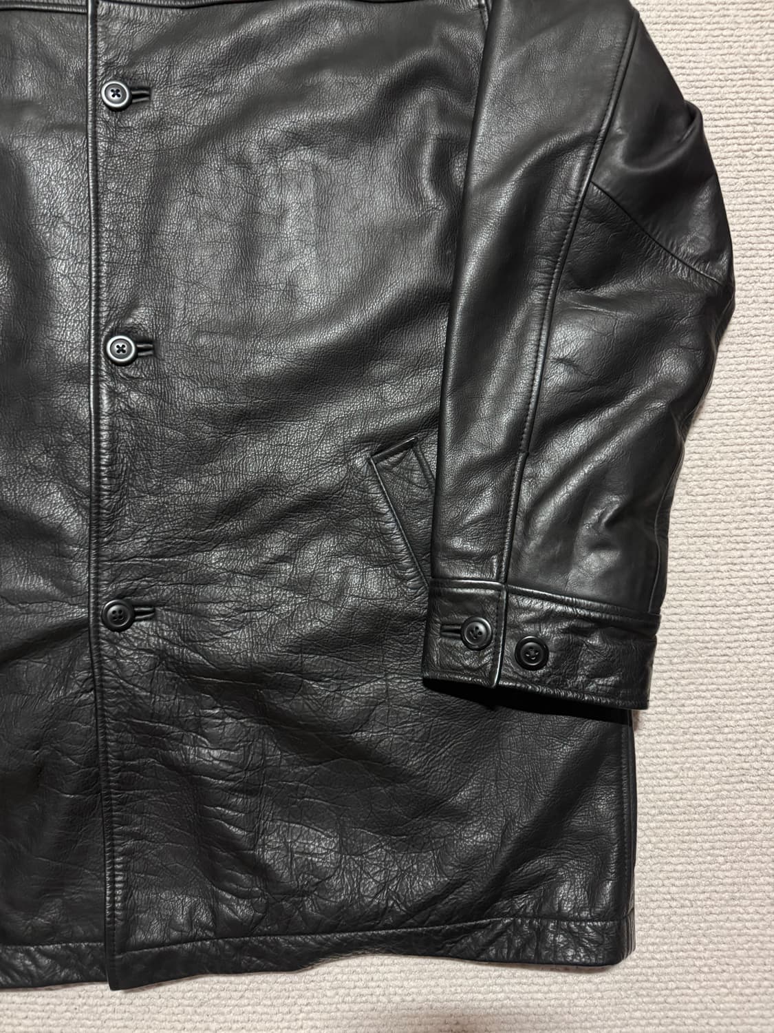 올드갭 GAP 카코트 블랙 카우레더 L 상품이미지4