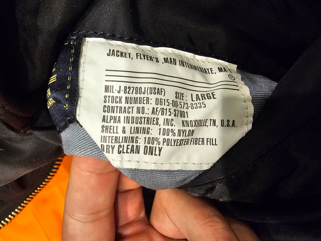 알파인더스트리 Ma-1 슬림핏 L 상품이미지5