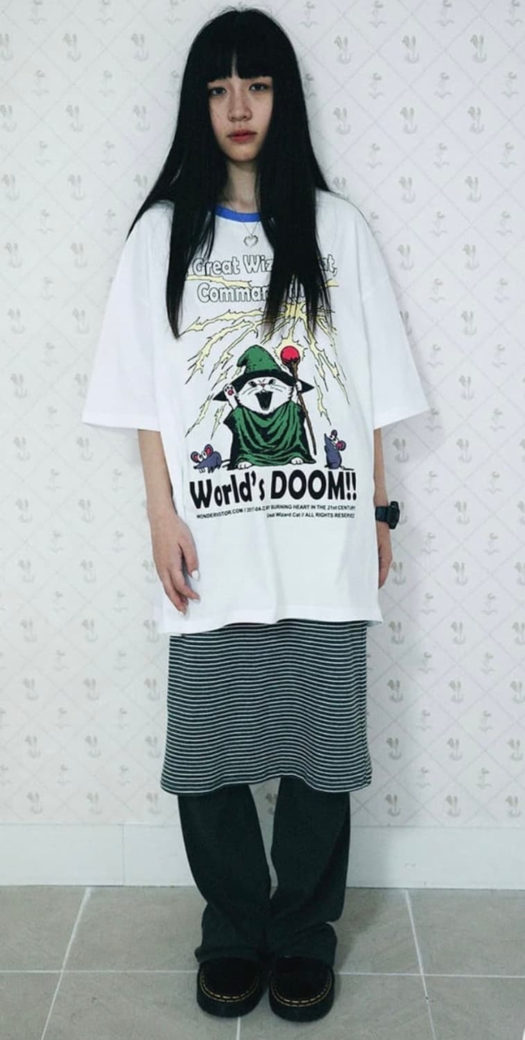 원더비지터 레이어드 스커트 차콜 상품이미지2